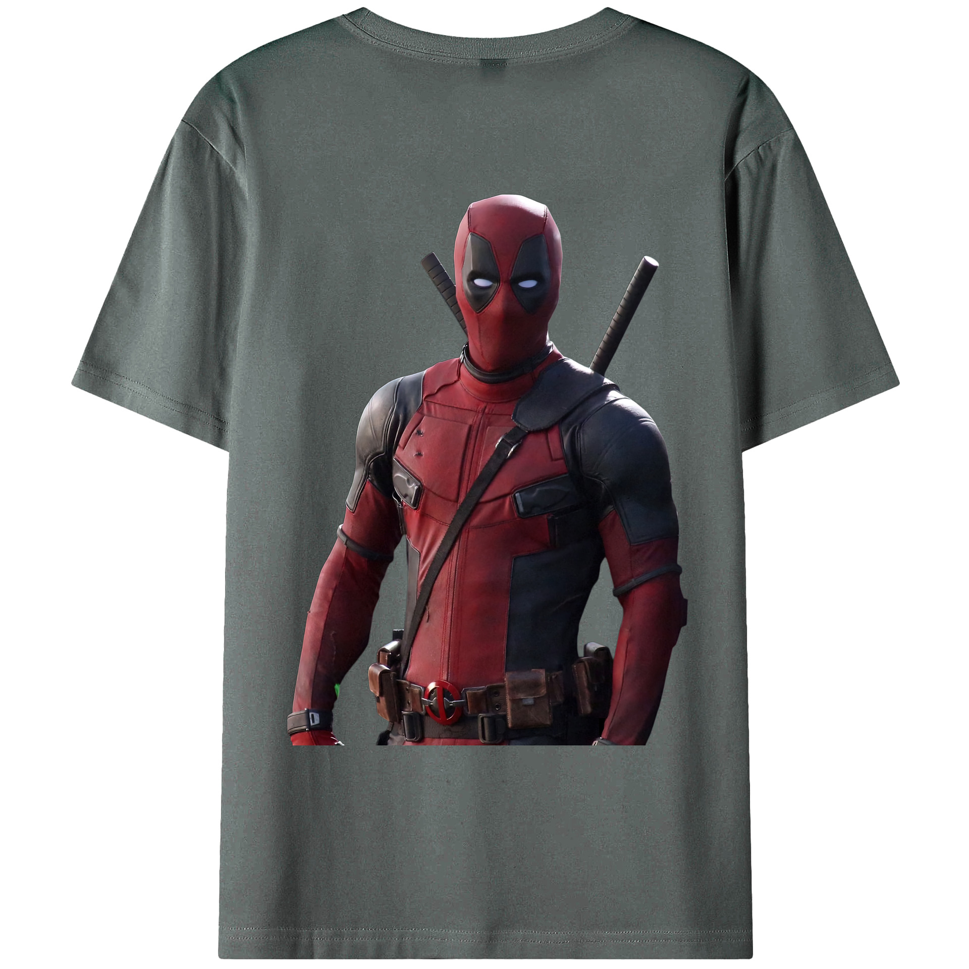 （画像用） Deadpool デッドプール 綿100％ メンズ半袖Tシャツ（バックプリント） 通気性